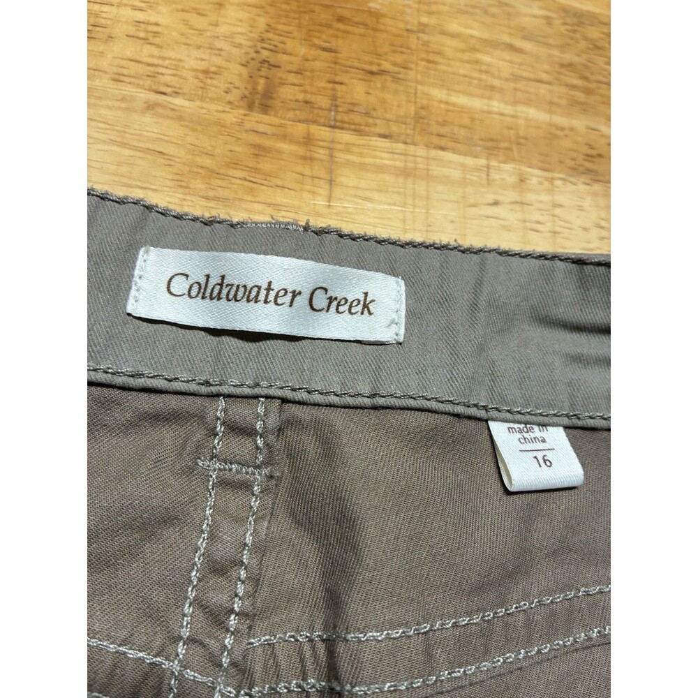 Coldwater Creek Cuffed Capri Embellished Hems Women's Size 16 Beige Pants Boho - Picture 9 of 12